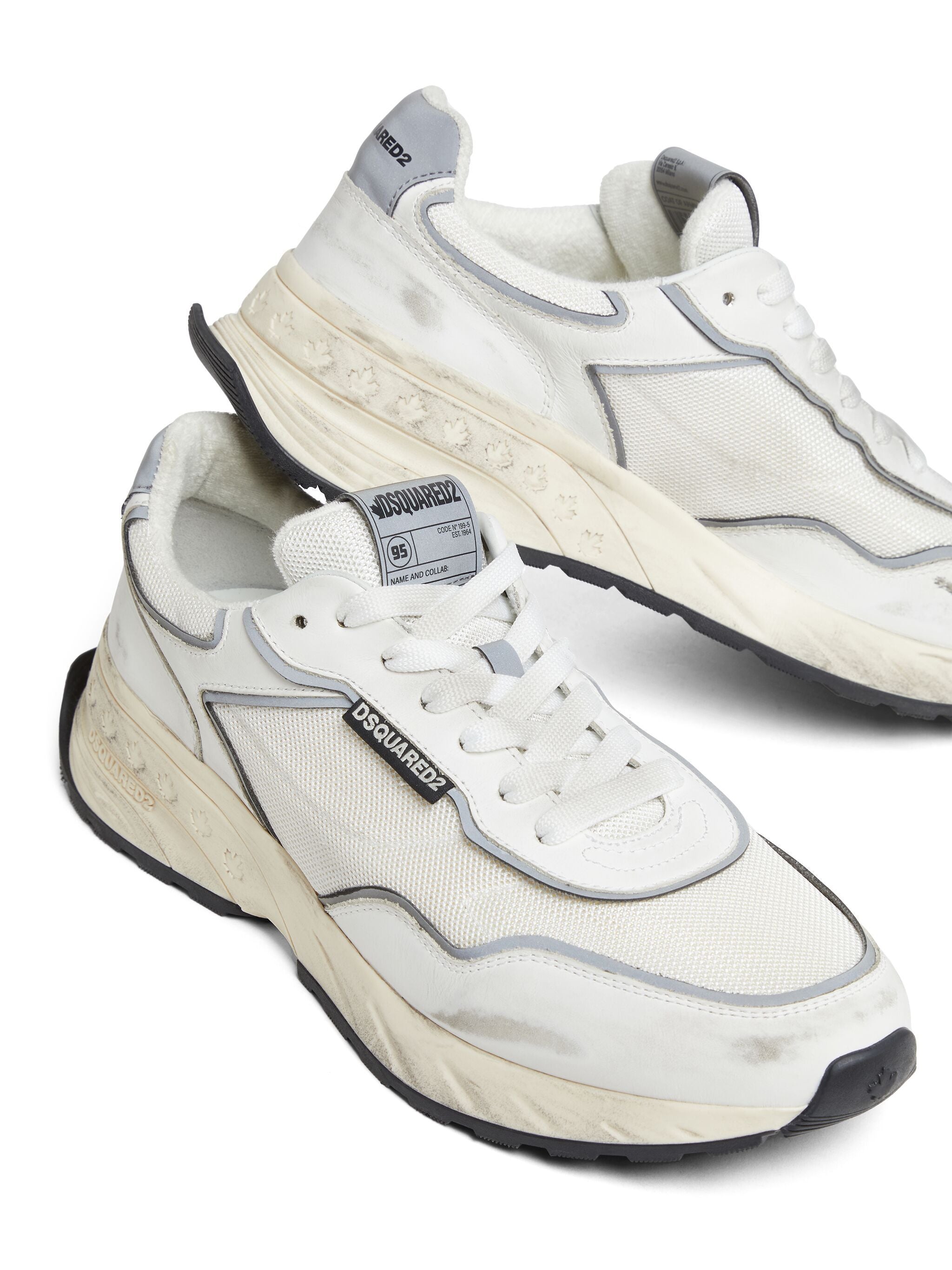 Sprinter Silver Leather Mesh Running Sneakers