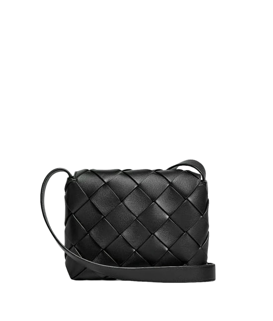 Compact Black Calf Leather Crossbody Bag