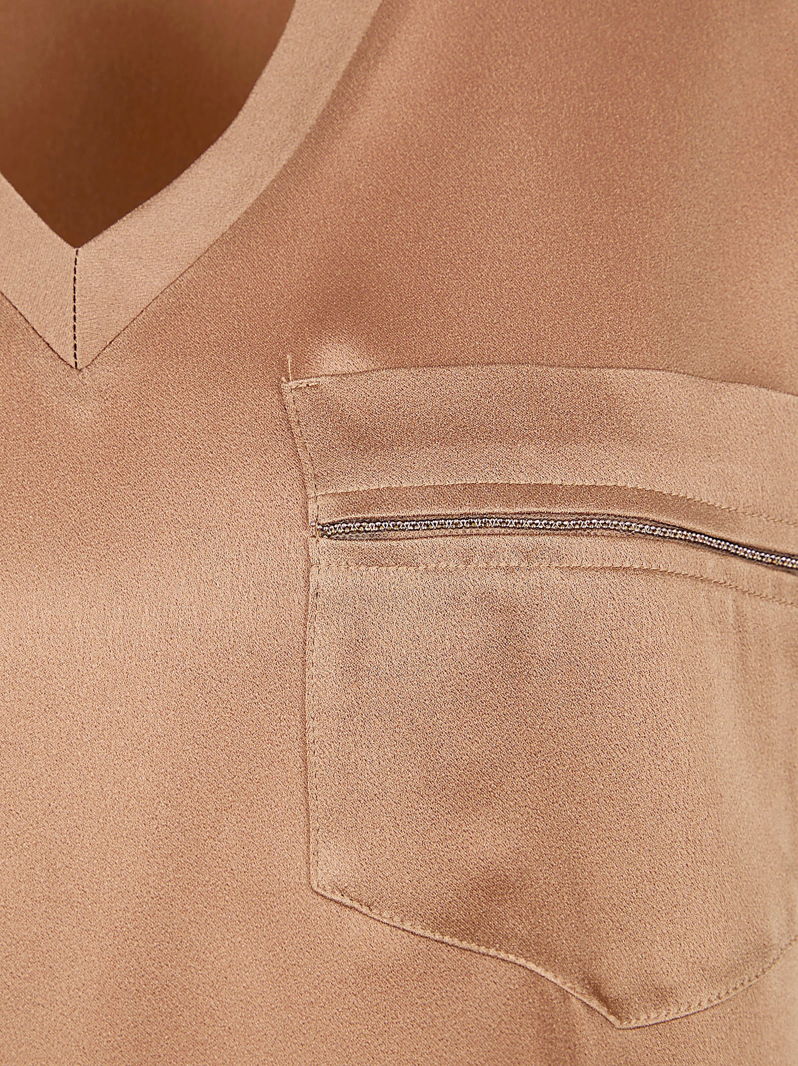 V-Neck Brown Top with Short Sleeves