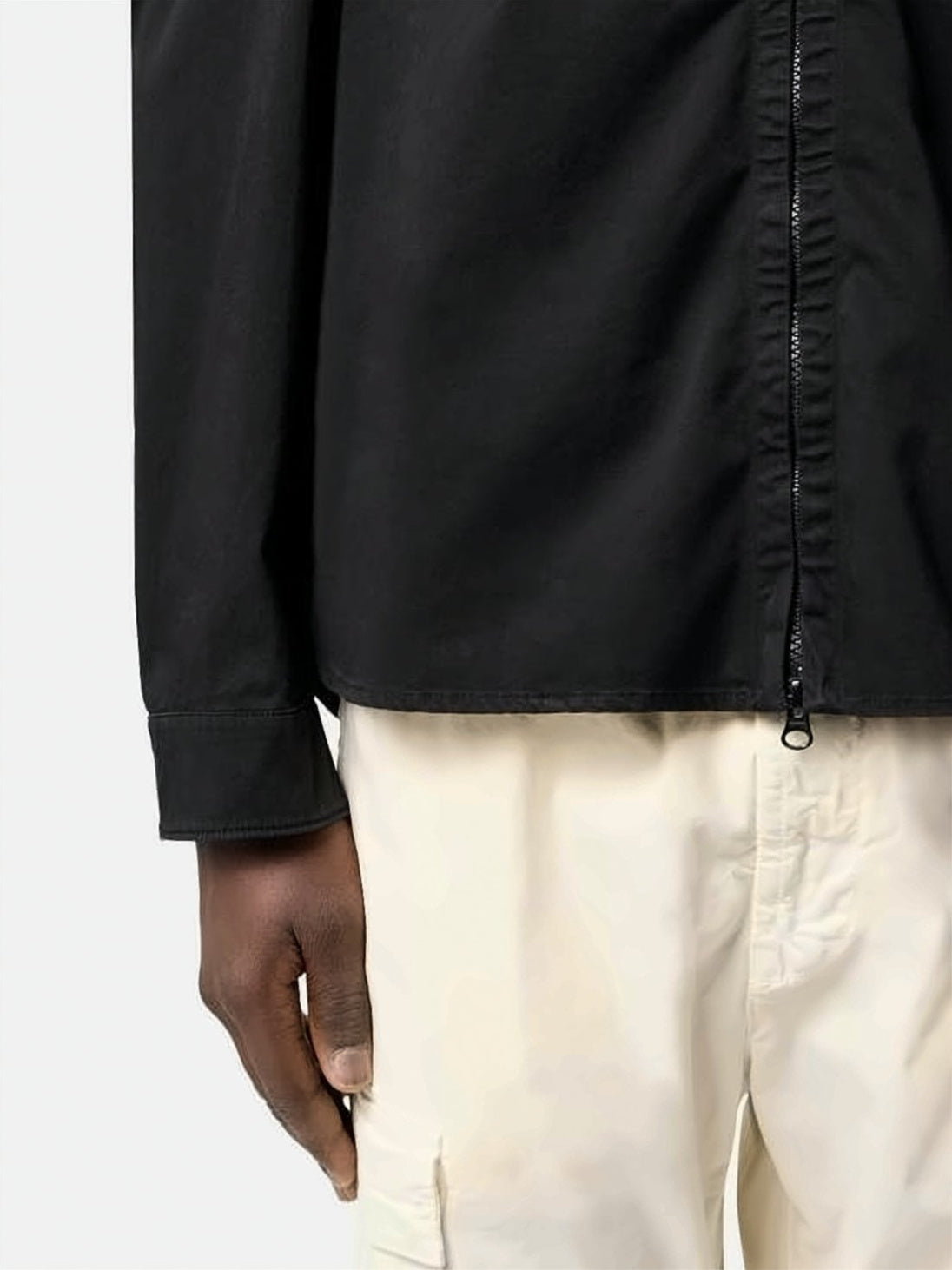 Minimalist Black Casual Jacket with Branded Patch