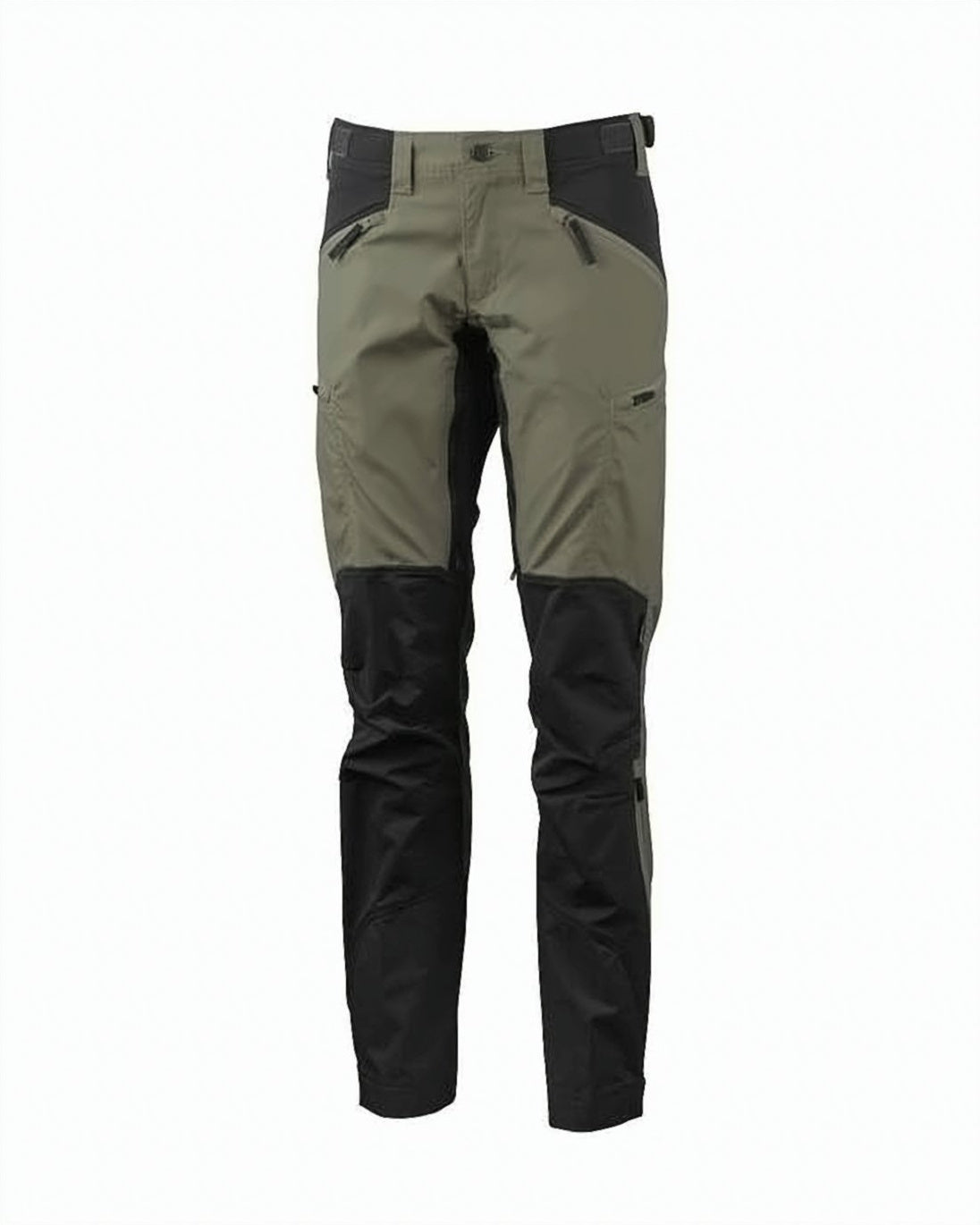 Two-Tone Utility Straight Pants with Zippered Pockets