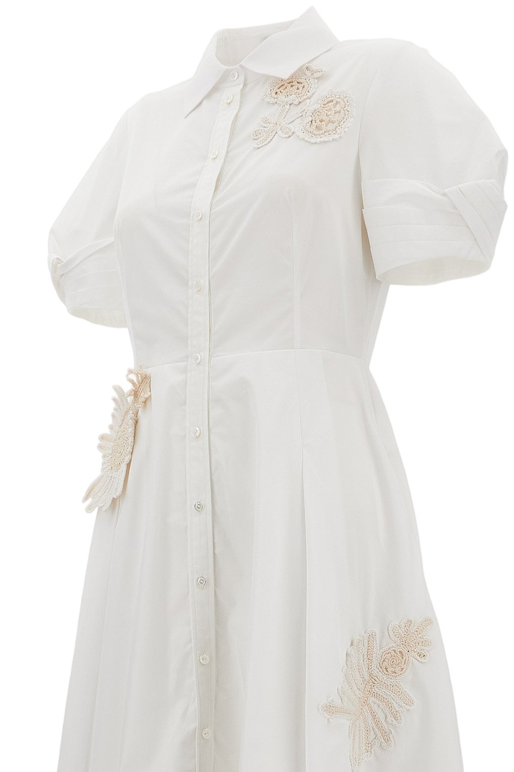 Cotton Midi Dress With Appliqués