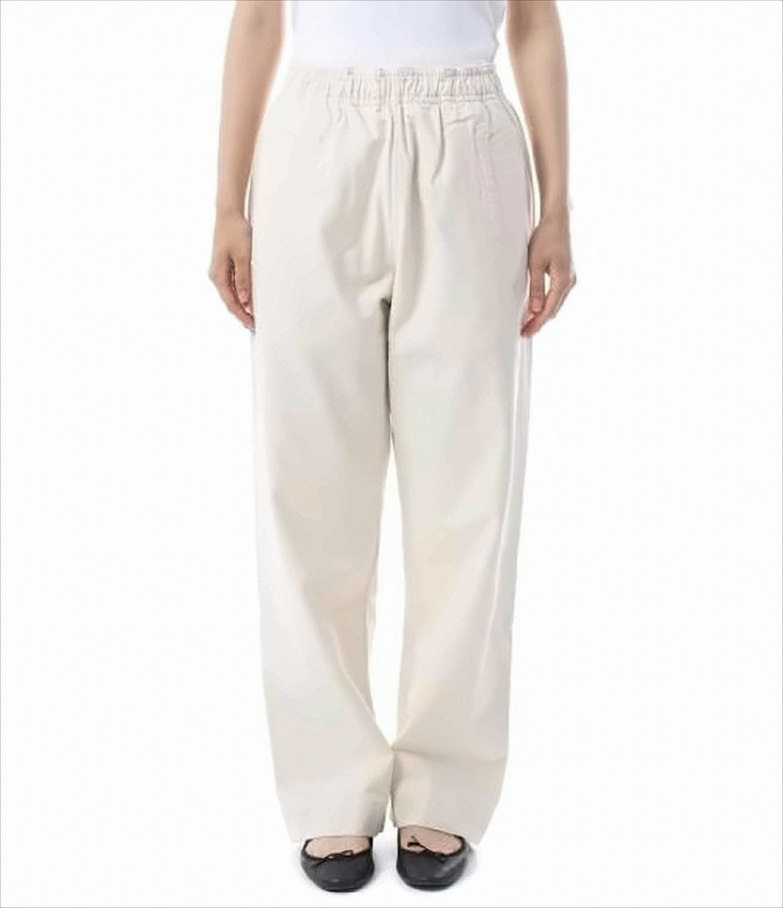 Relaxed Fit Straight Pants with Elastic Waistband