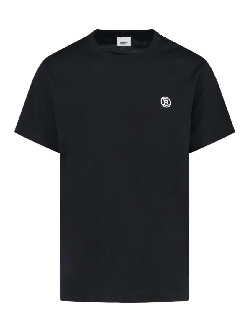 Black Cotton T-Shirt With Embroidered Logo