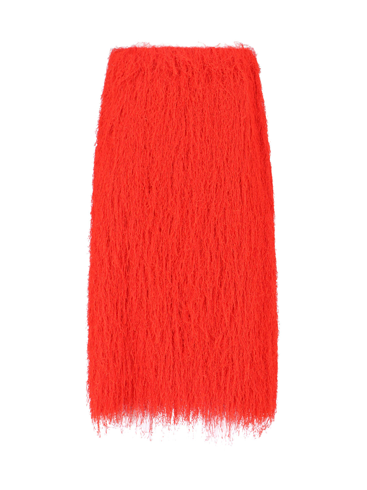 Red Sokna Fringe Textured Midi Skirt