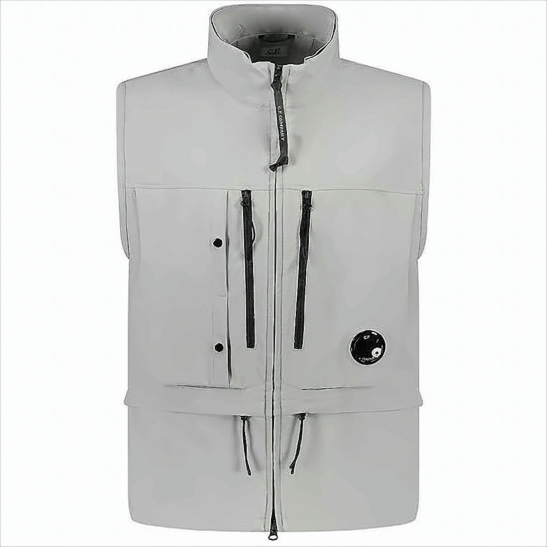 High-Collar Sleeveless Vest With Multiple Pockets