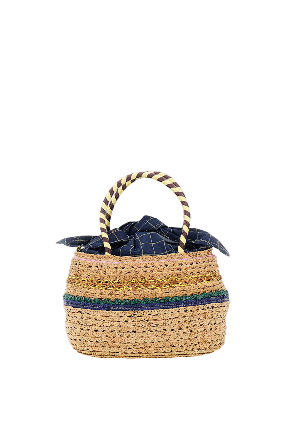 Woven Straw Handbag with Circular Handles