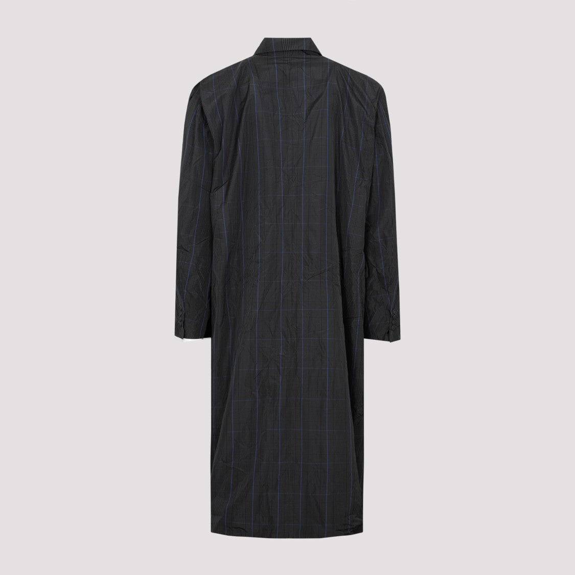 Checkered Long Raincoat With Peak Lapel