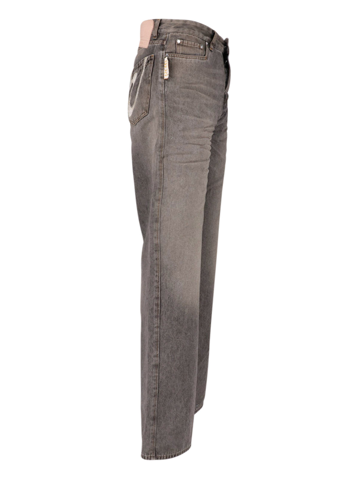 Gray Rich Kid Wide-Leg Jeans