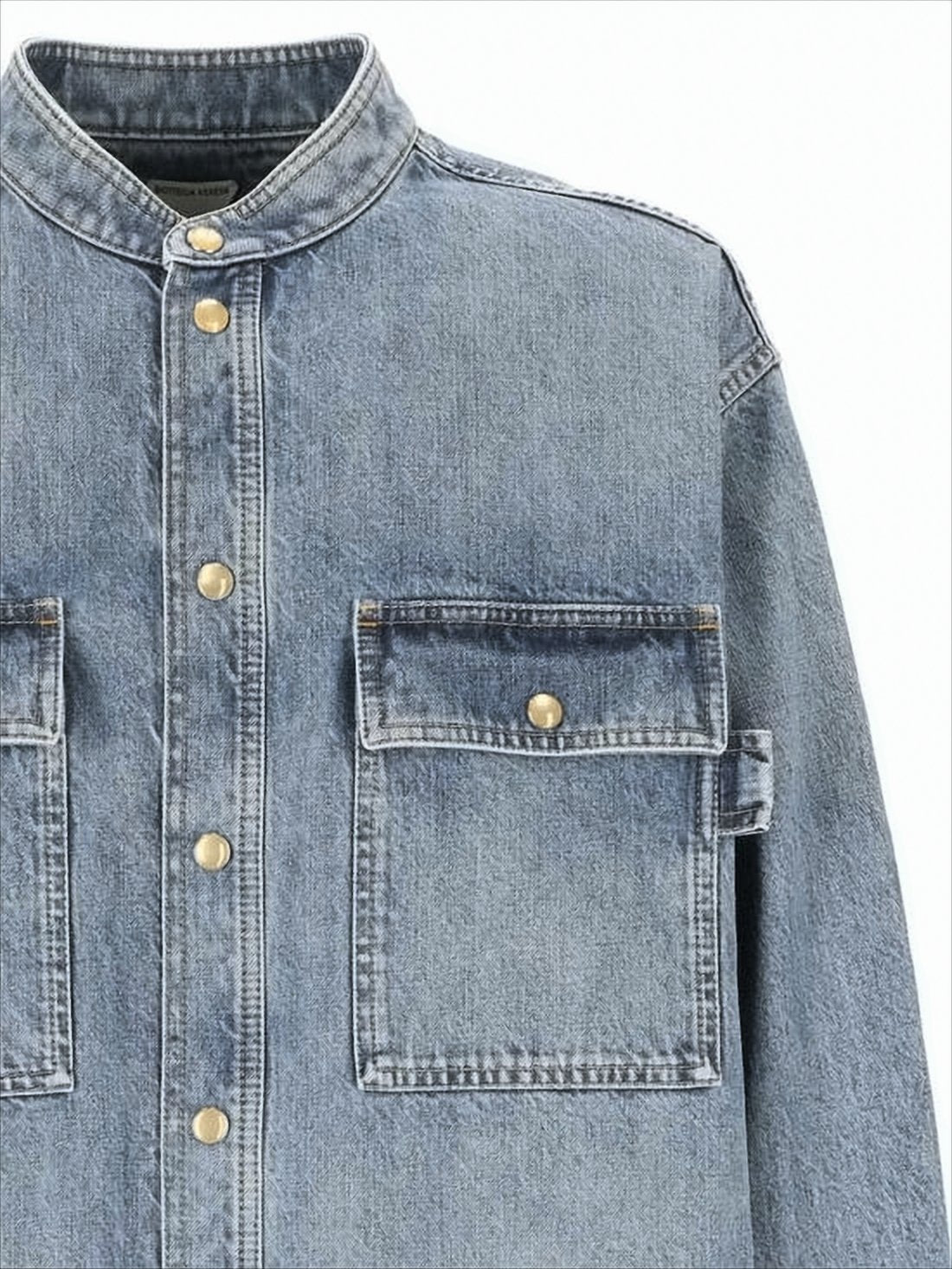 Relaxed-Fit Denim Shirt with Band Collar
