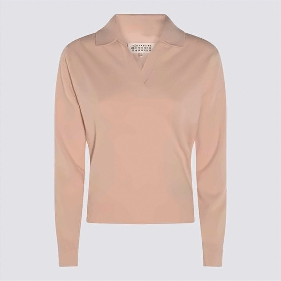 Light Pink Wool Sweater with Classic Collar
