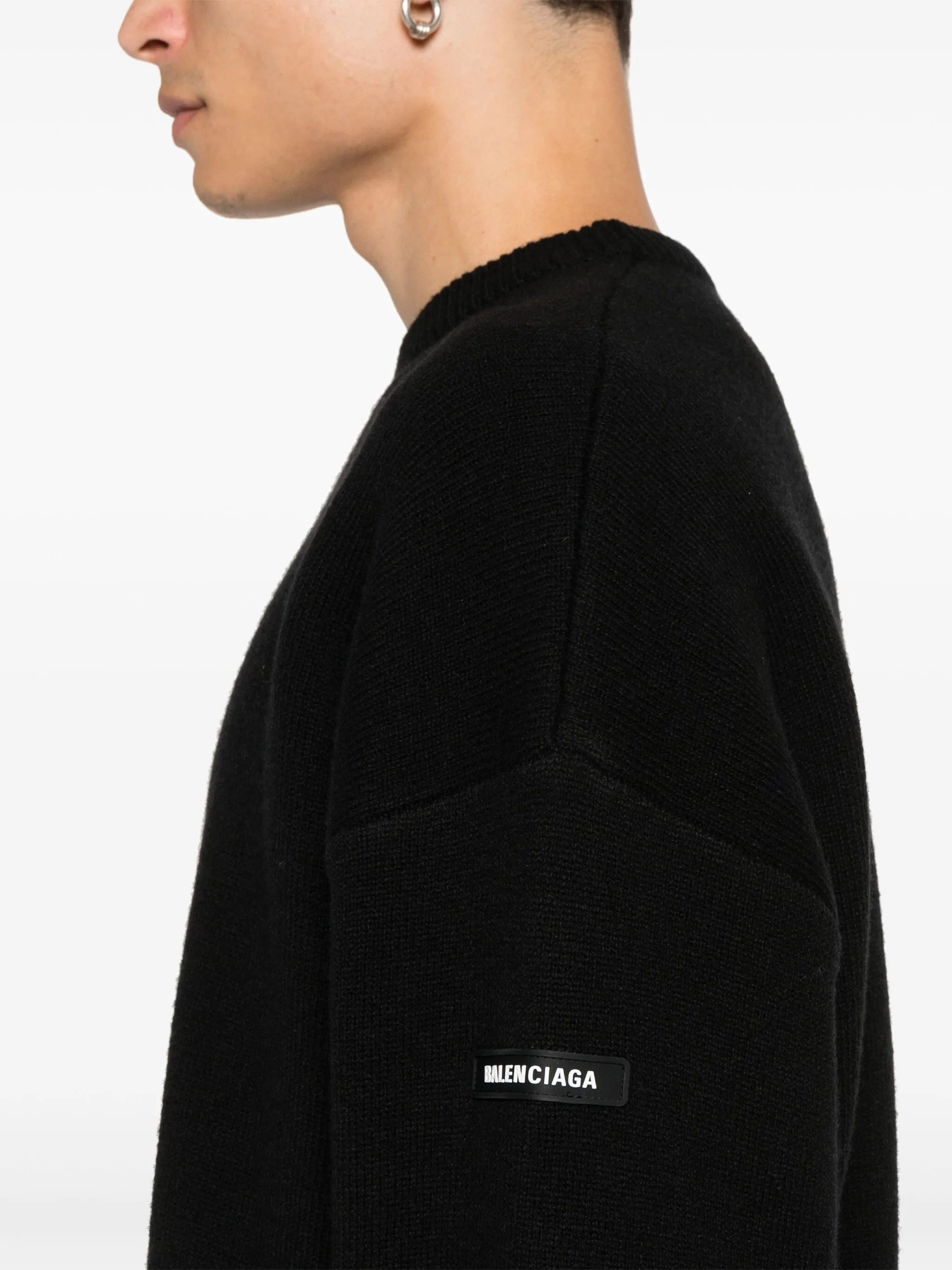 Black Relaxed Fit Crew Neck Sweater
