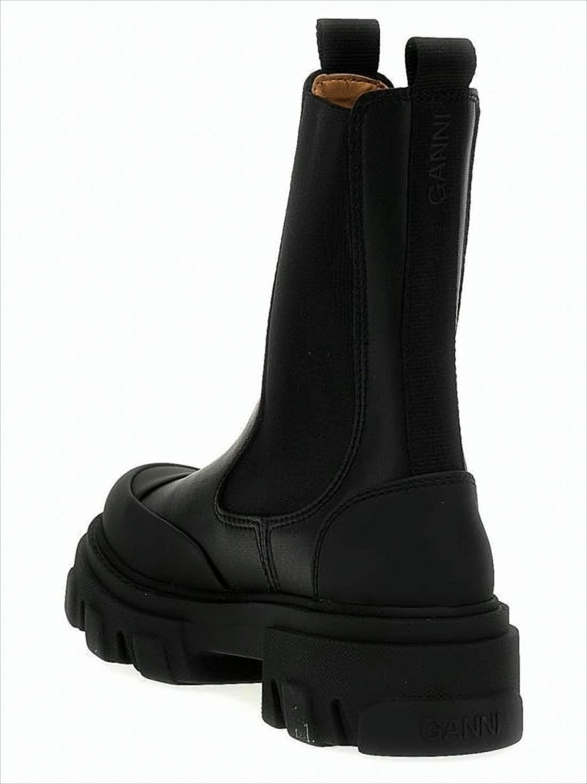 Black Ankle Boots with Rugged Rubber Sole