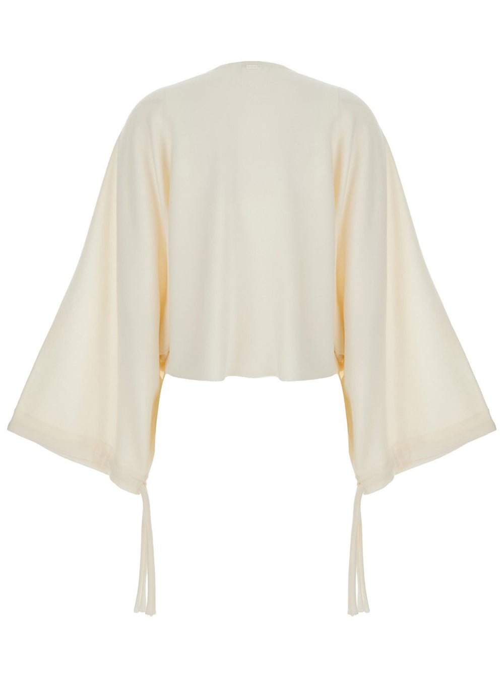 Relaxed Fit Fine Wool Sweater with Tied Sleeves