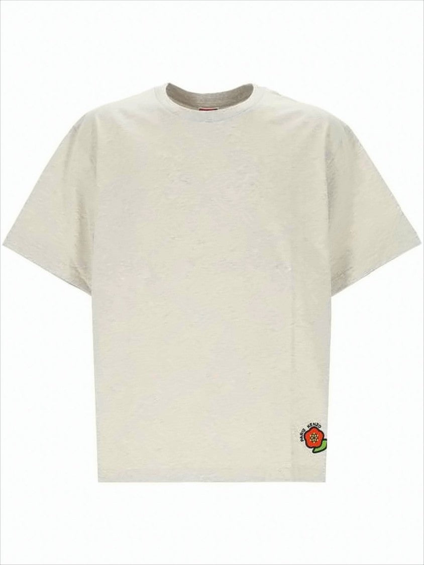 Short-Sleeved Crew Neck T-Shirt with Bold Floral Graphics
