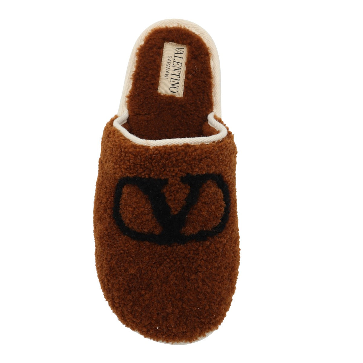 Plush Brown Loafers with Black Logo Detail