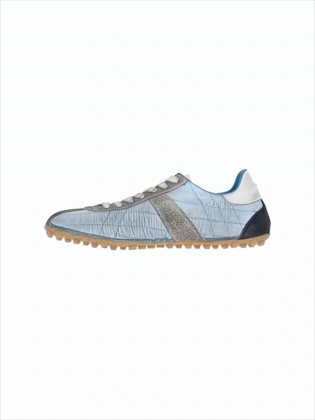 Quilted Blue Sneakers with Suede Overlays