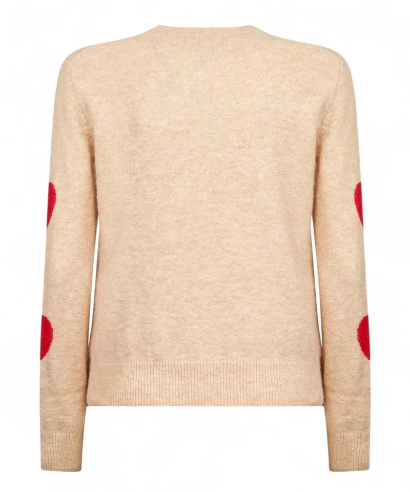 Beige Alpaca Sweater With Heart Motifs