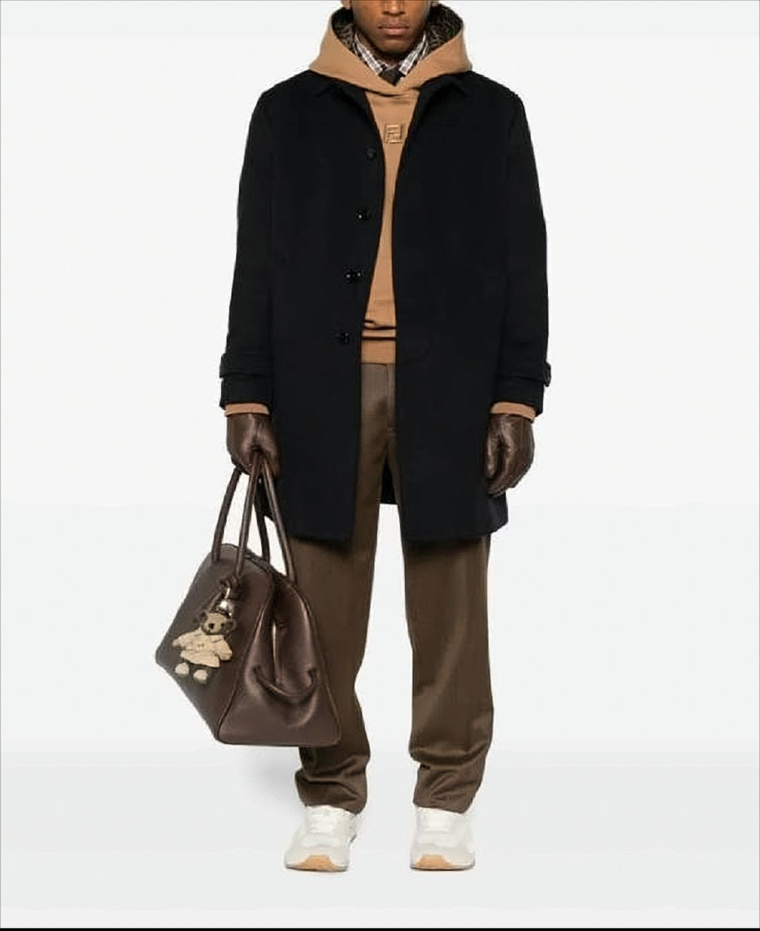 Minimalist Black Wool Coat with Classic Collar