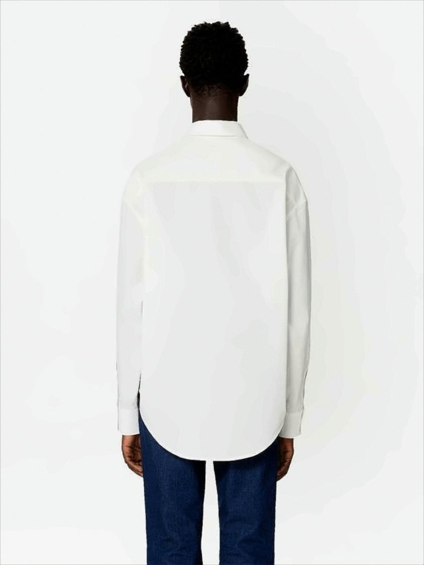 Relaxed-Fit White Cotton Shirt with Curved Hem