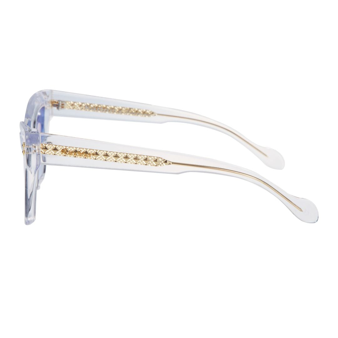 Vanessa Glamour Angled Frame Sunglasses with Gradient Blue Lenses