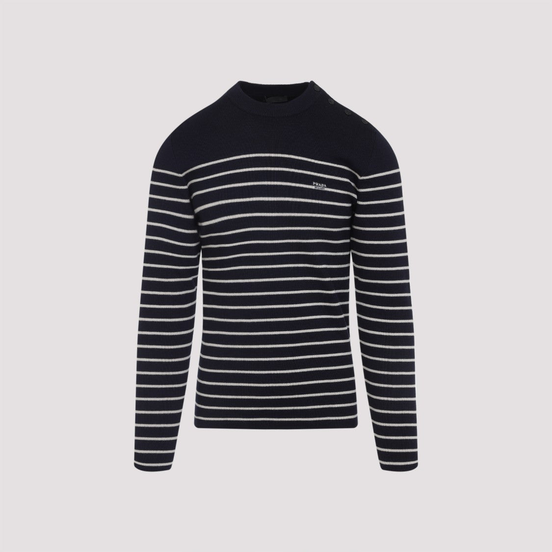 Round Neck Blue Striped Sweater