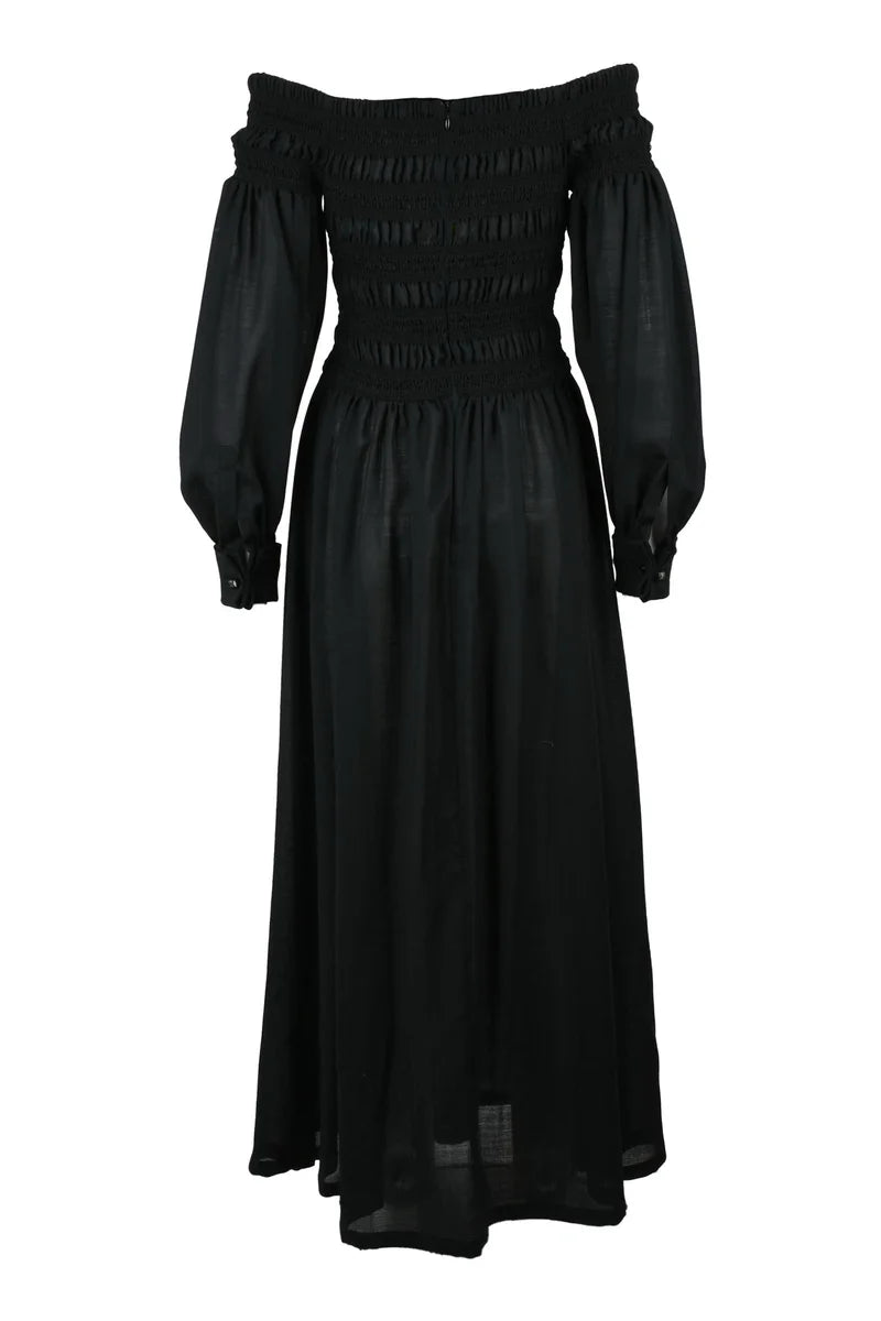 Black Virgin Wool Maxi Dress