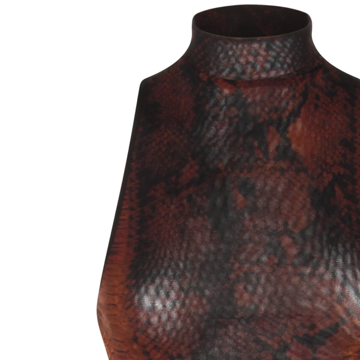 Textured Snake-Skin Maxi Dress with High Neckline