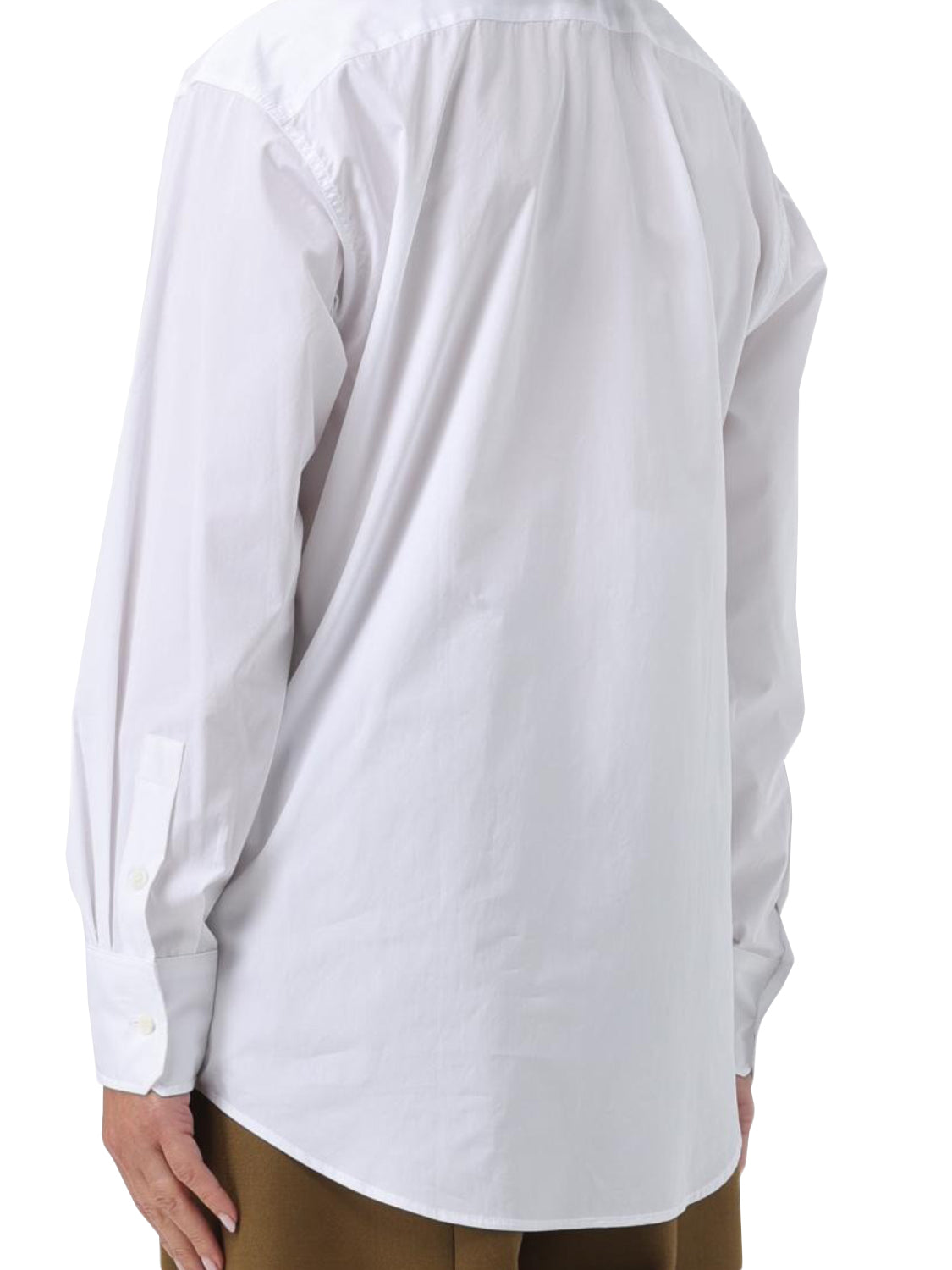 Classic White Button-Up Shirt With Oversized Sleeves