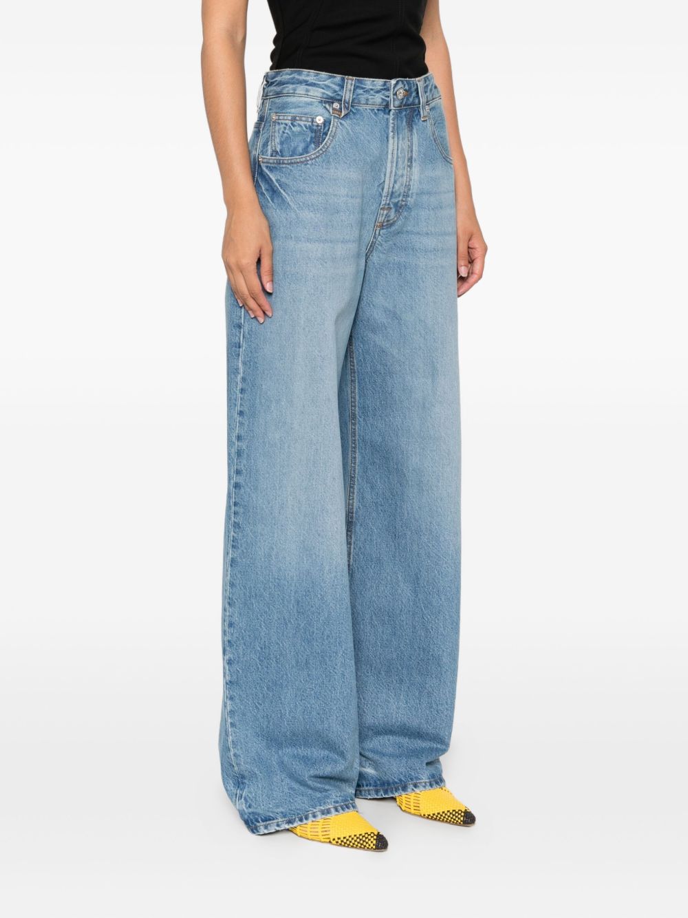 Wide-Leg Indigo Blue Denim Jeans