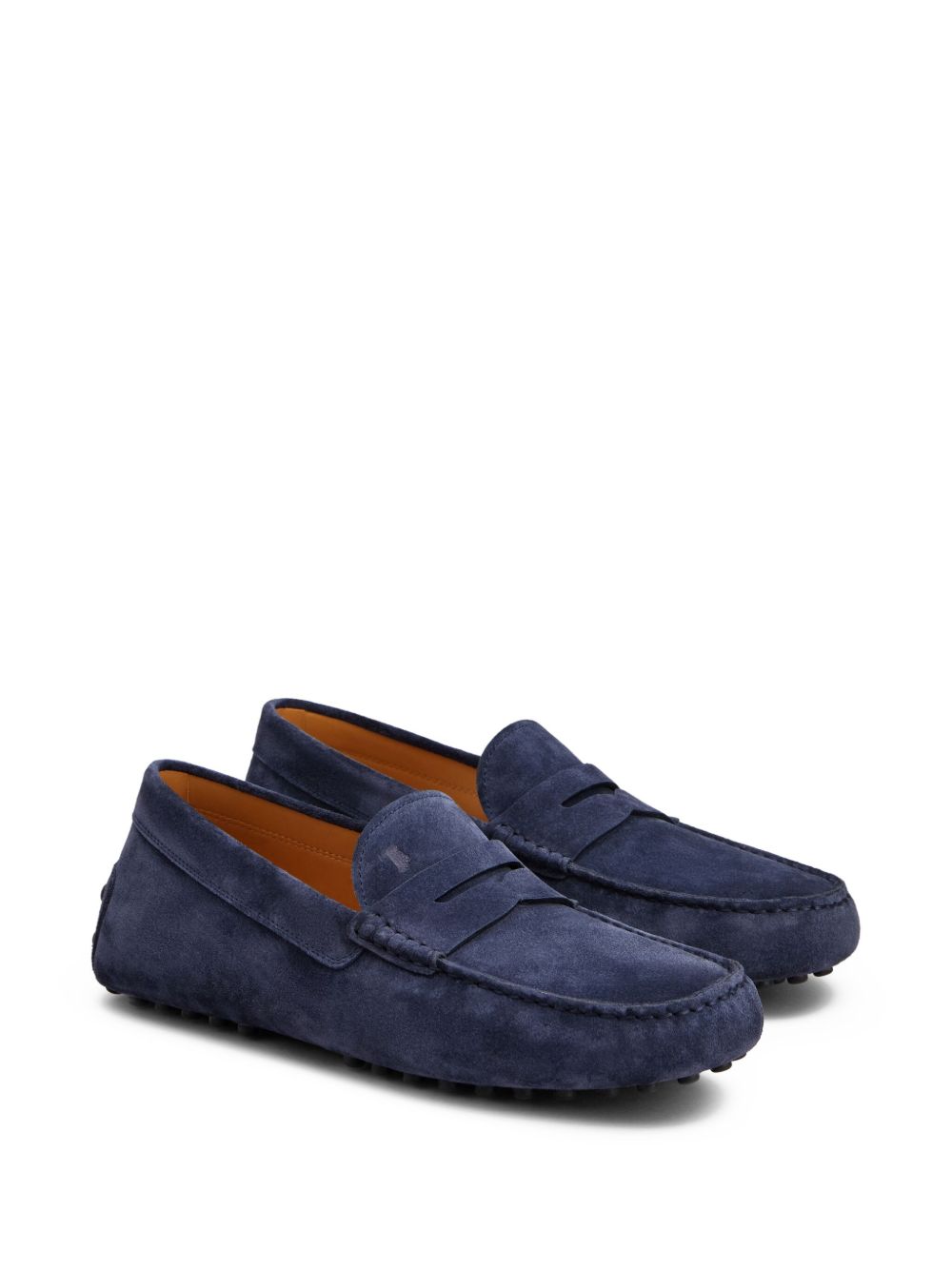 Moccasin-Style Blue Calfskin Flat Shoes