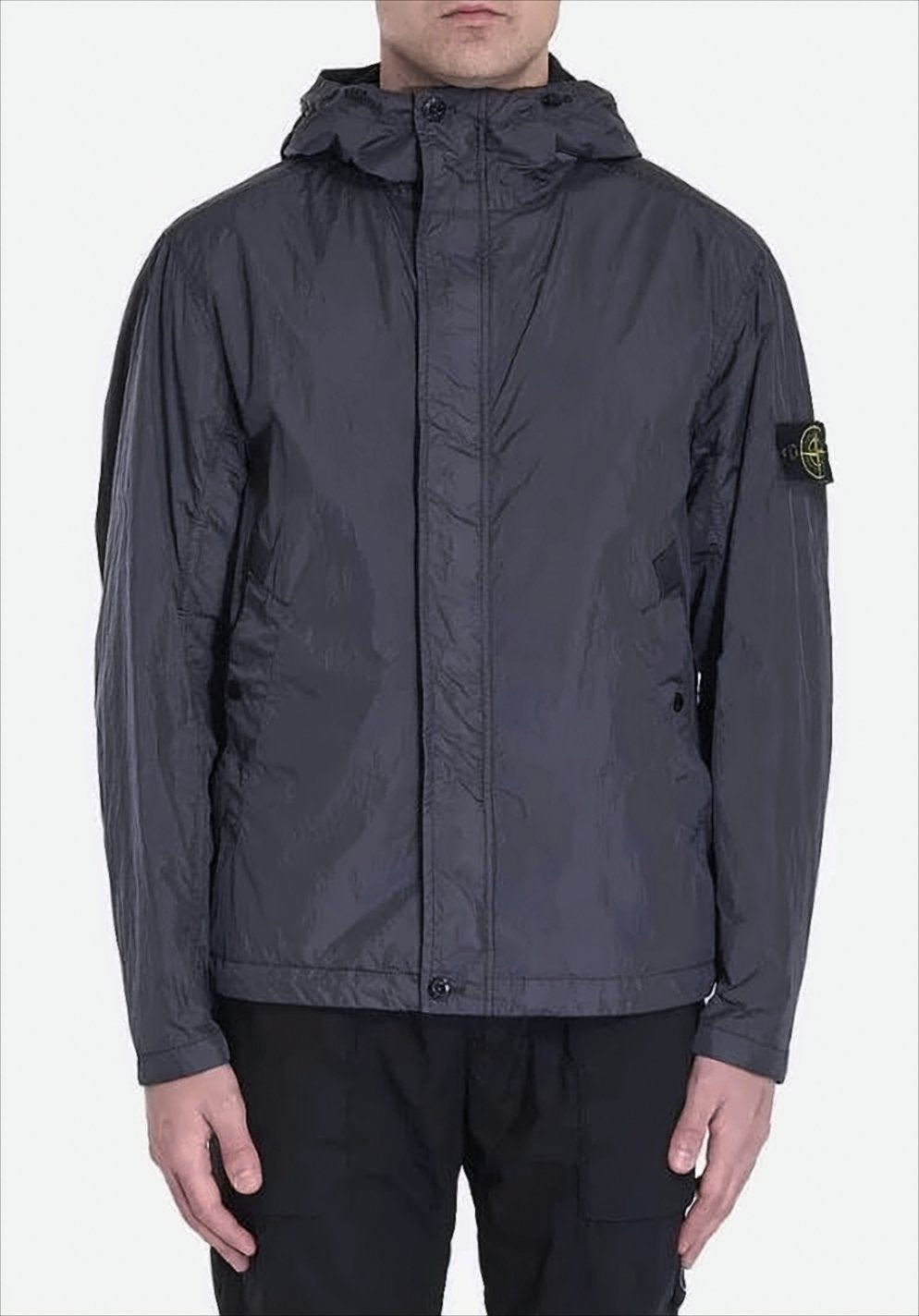 Lightweight Grey Nylon Hooded Jacket