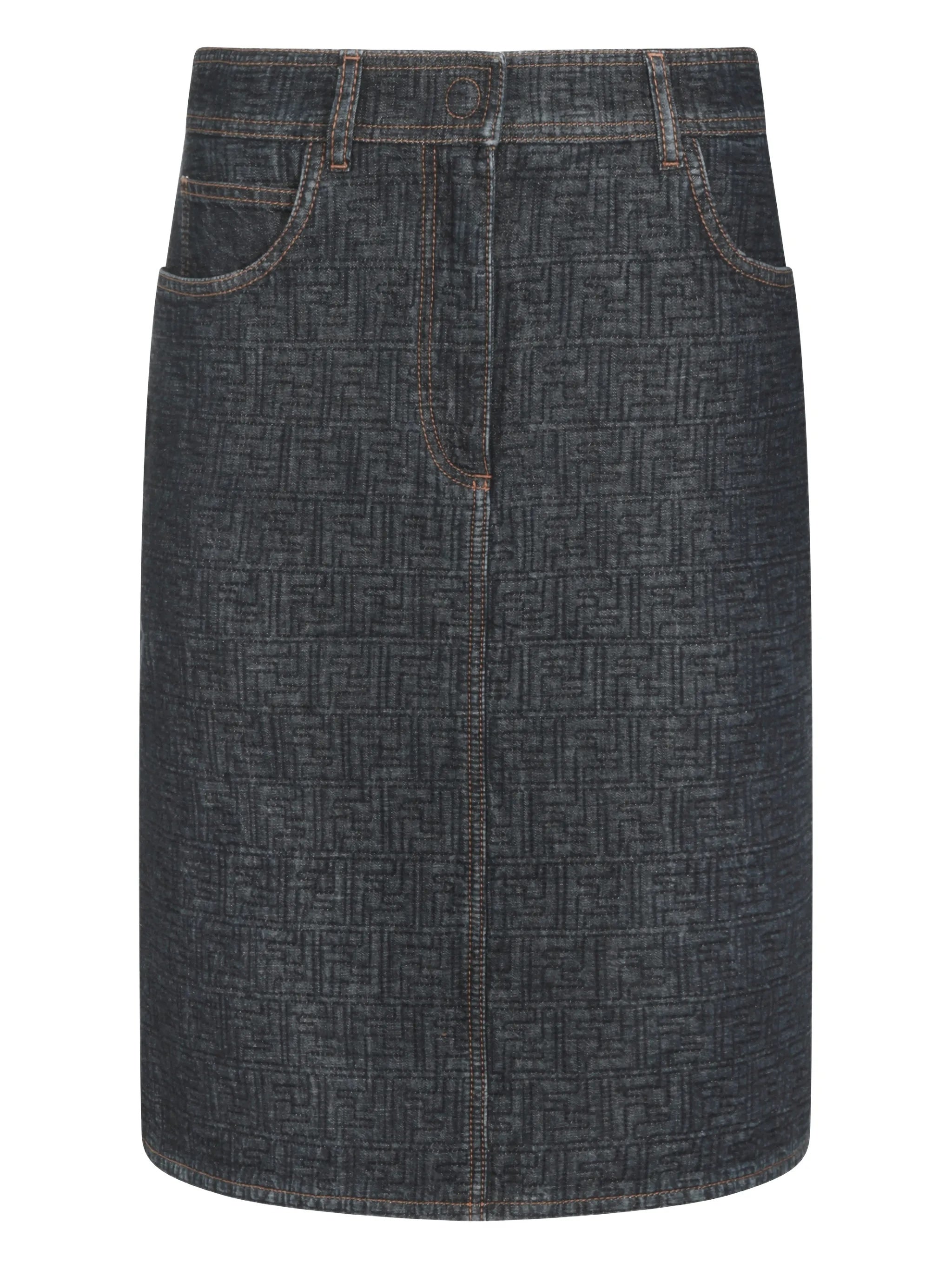 Gonna FF Padded Denim FF Monogram Skirt