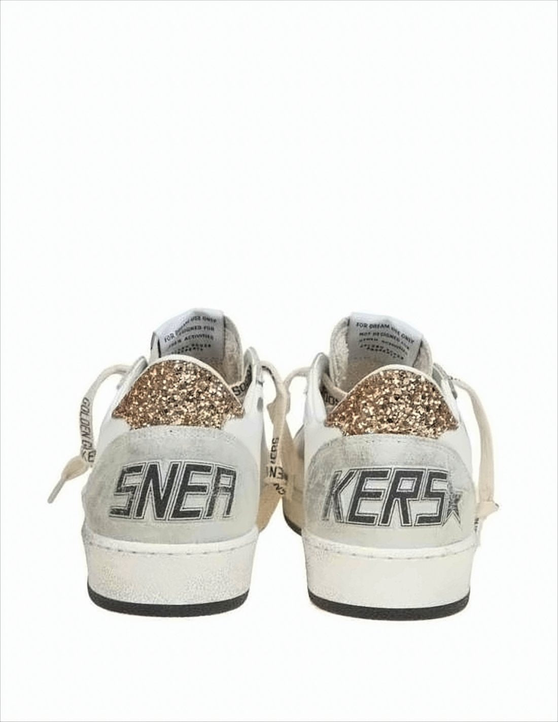 Distressed White Low-Top Sneakers with Black Star