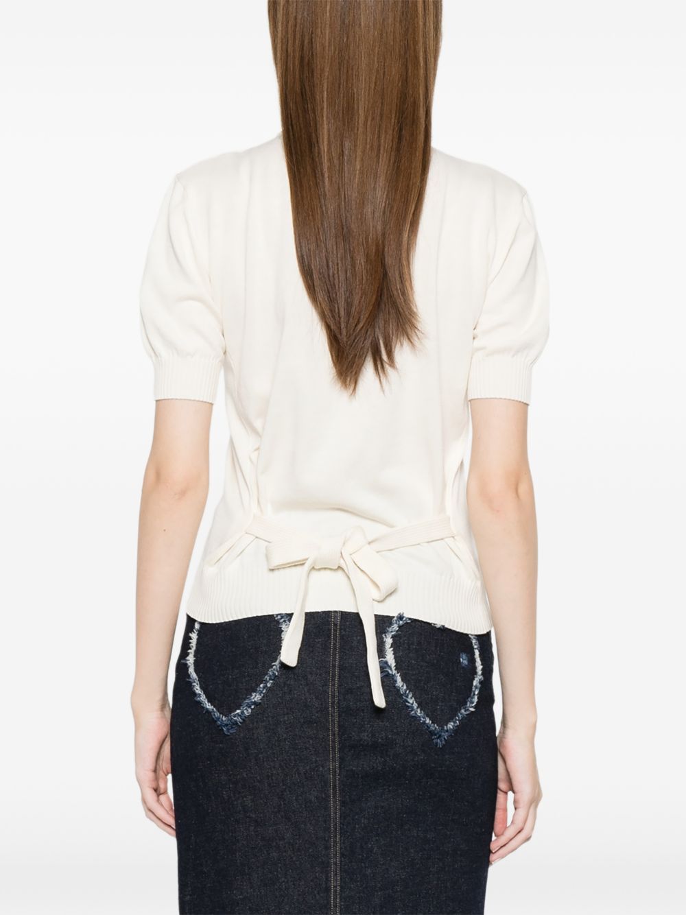 Beige Button Detail Knit Top