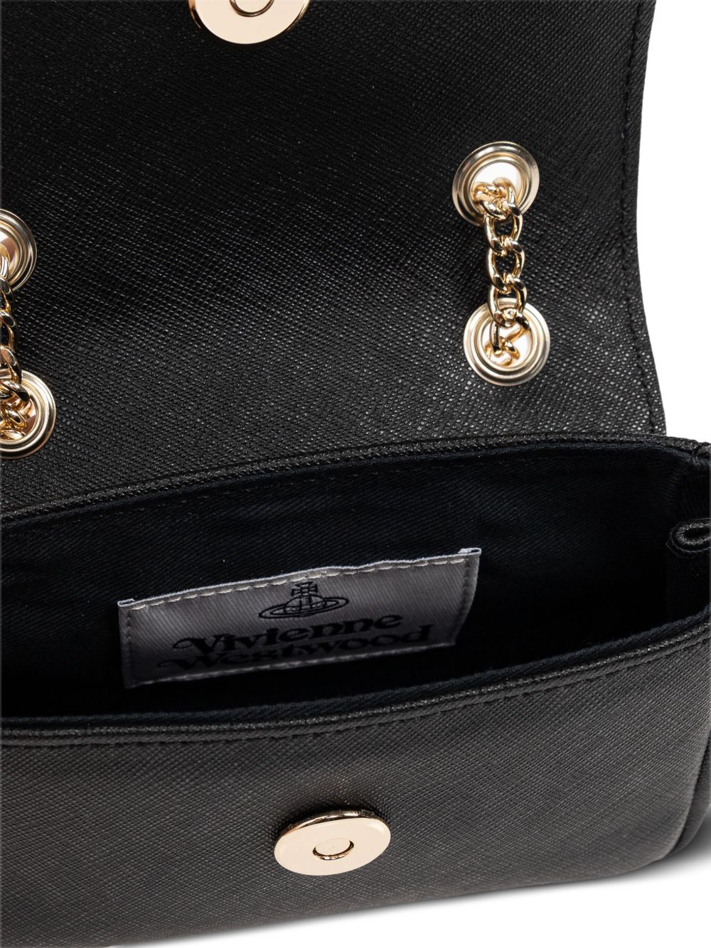 Black Calf Leather Orb Plaque Wallet