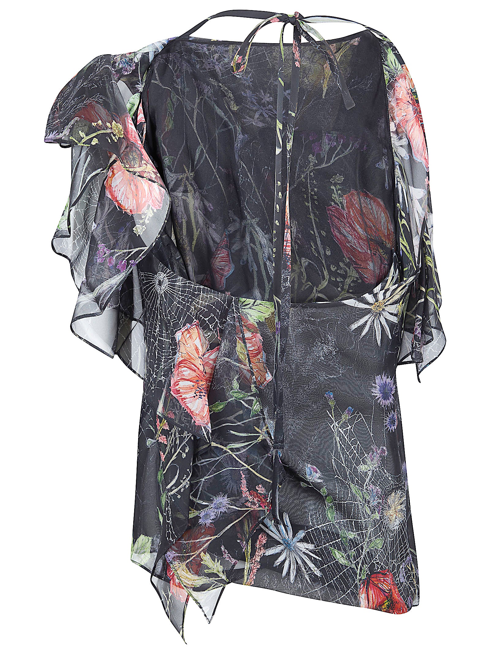 Asymmetric Floral Print Chiffon Blouse