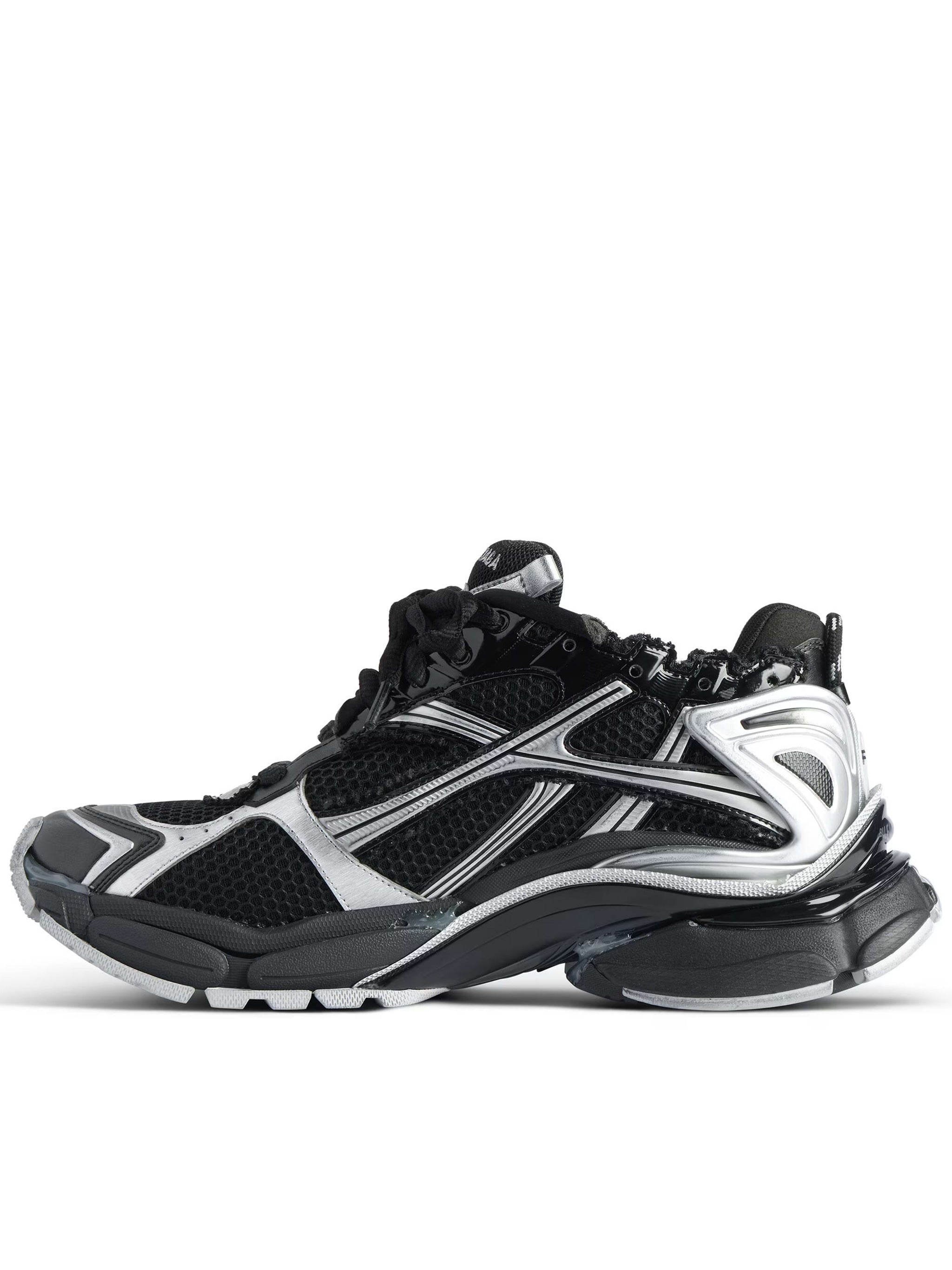 Black/Silver Runner Mesh Chunky Sneakers