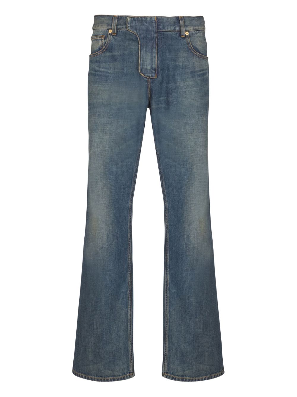 Washed Dark Blue Denim Jeans