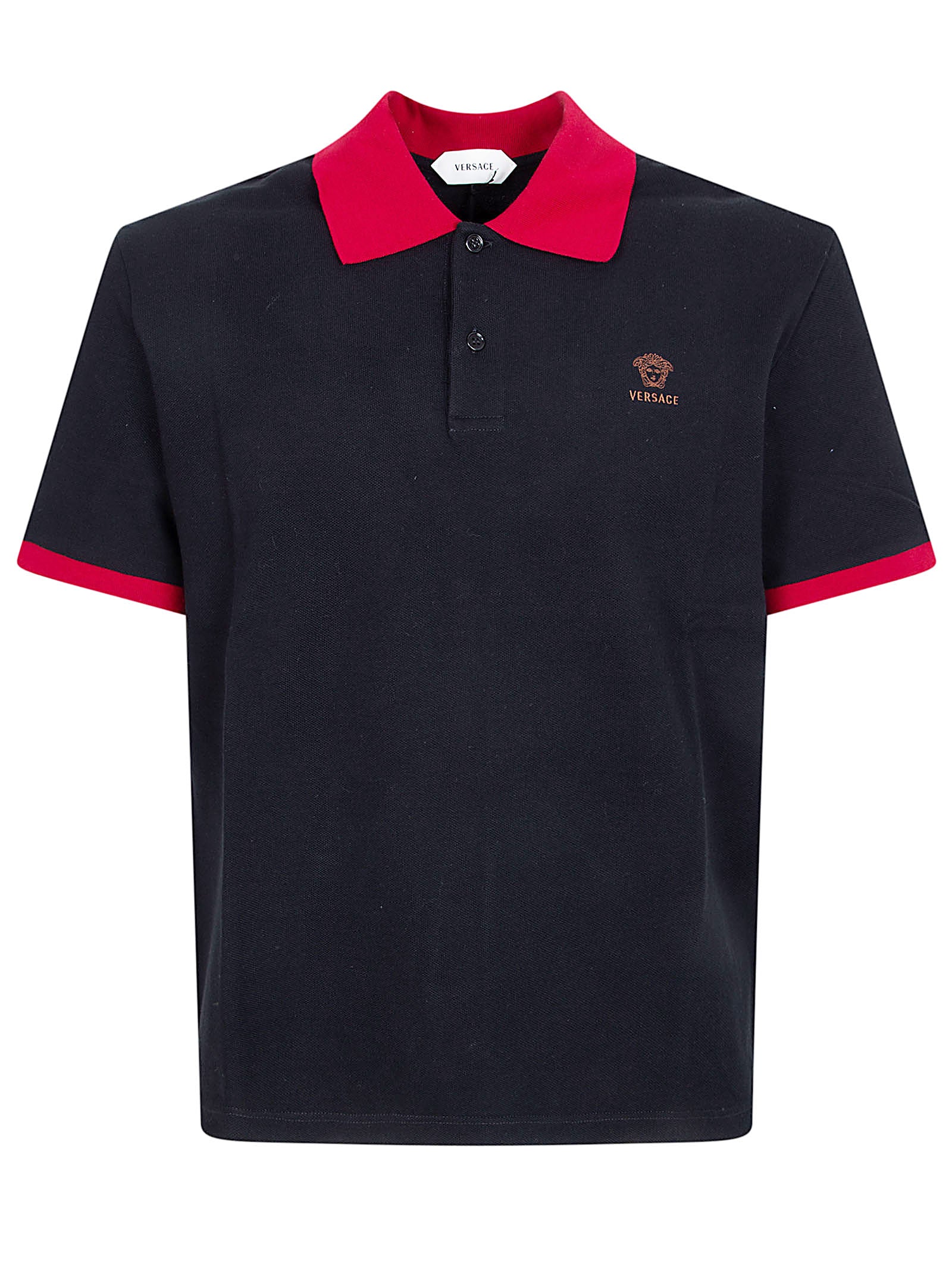 Classic Black Polo Shirt with Contrasting Red Details