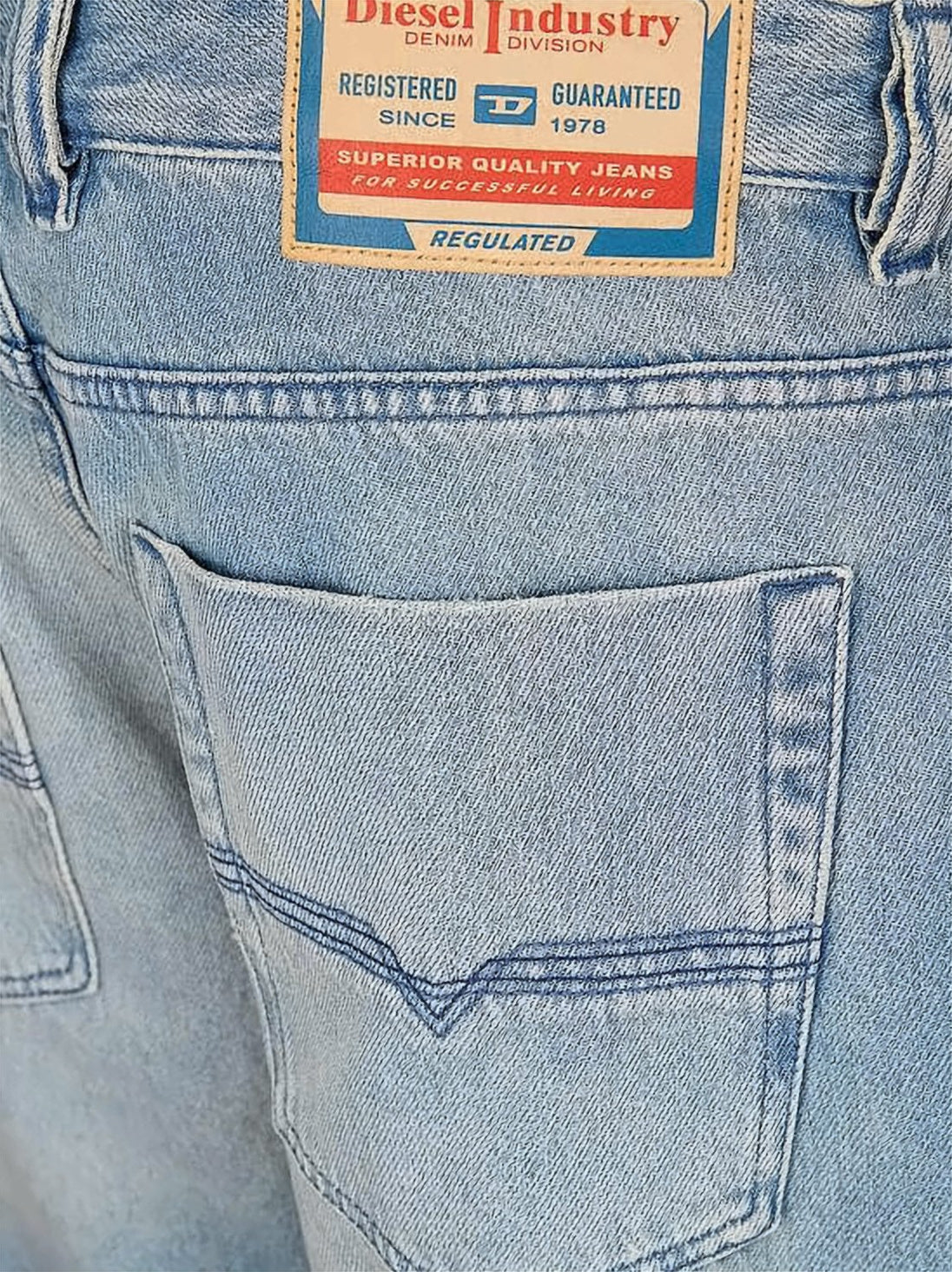 Light Blue Straight-Leg Cotton Denim Pants