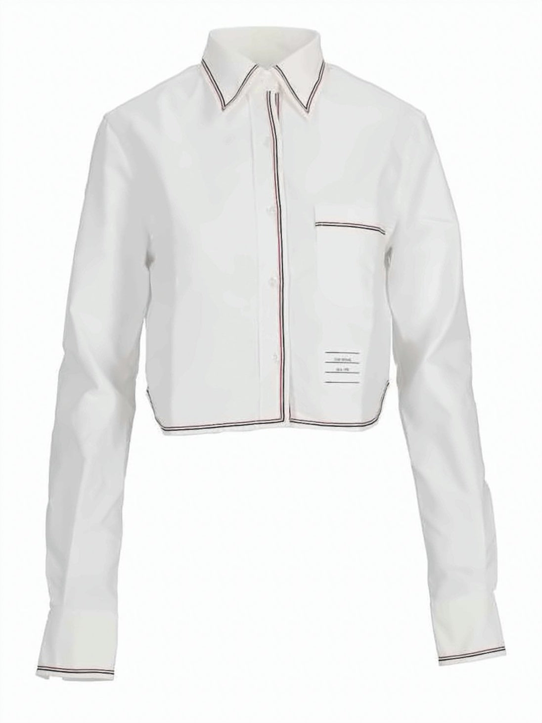 Cropped Long-Sleeve Shirt with Classic Collar