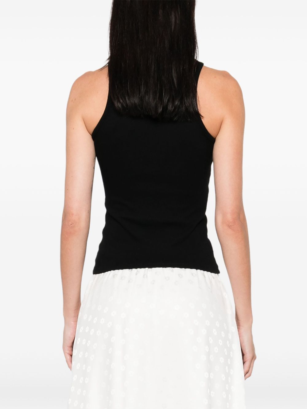 Black Ribbed Sleeveless Orb Top
