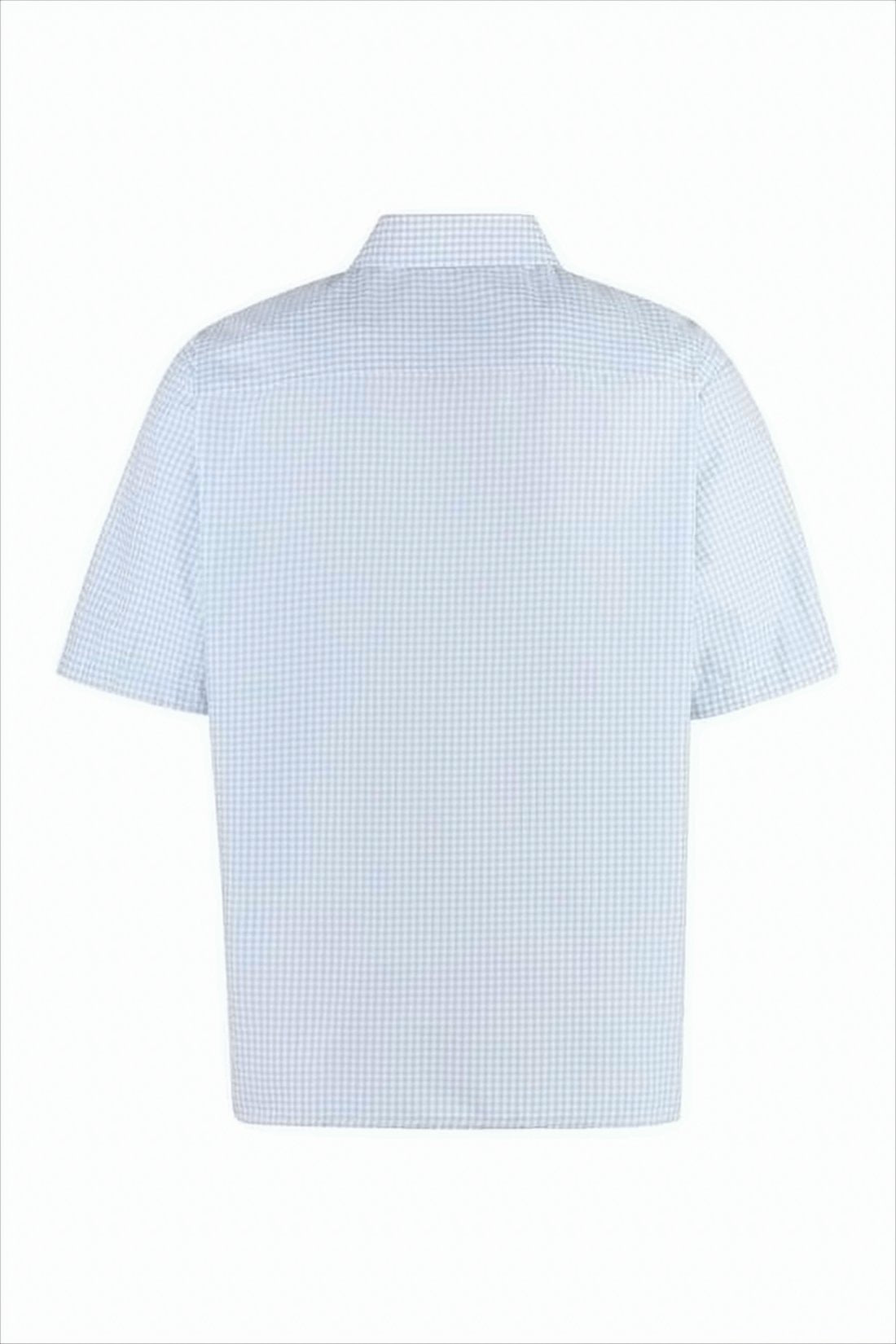 Light Blue Checkered Short-Sleeved Shirt