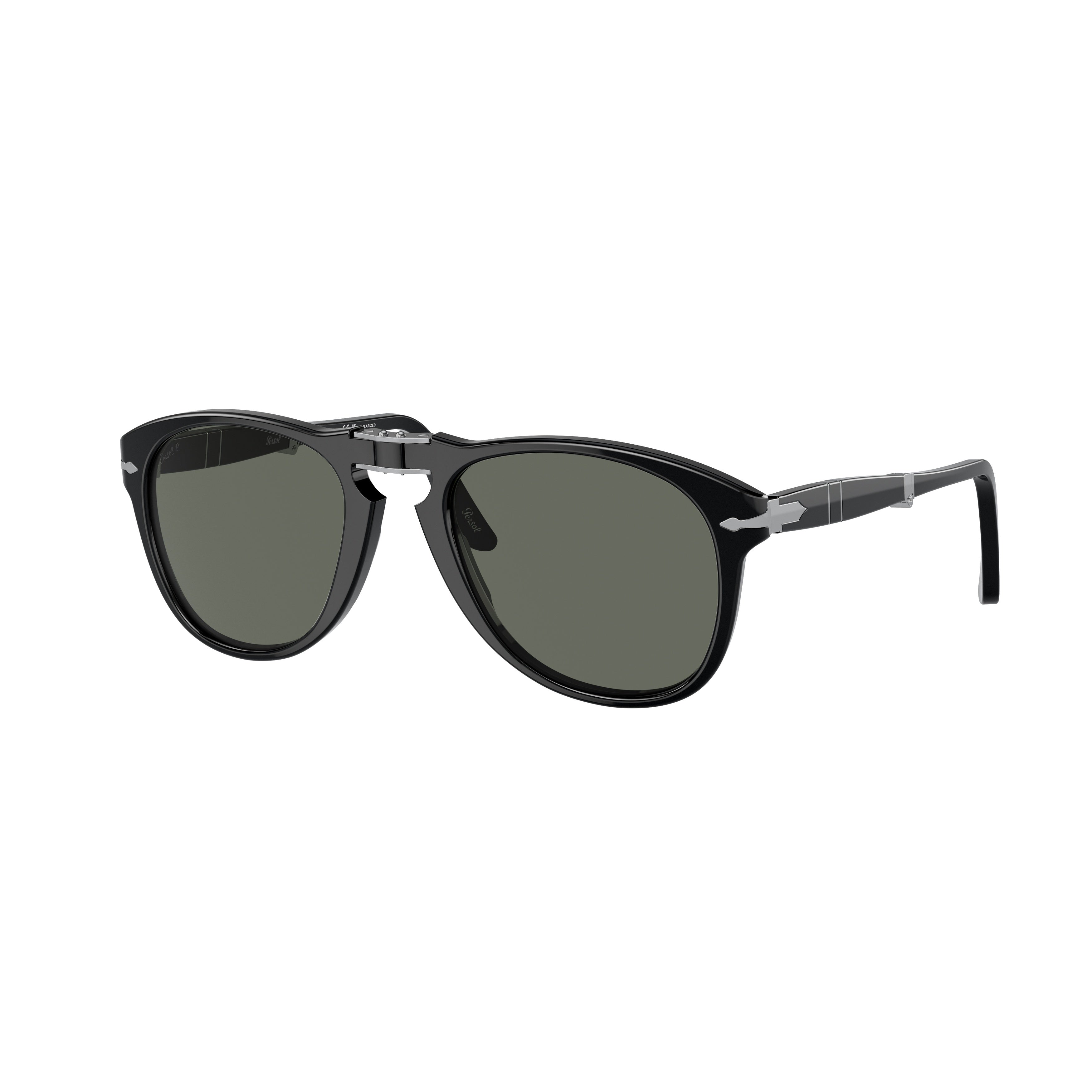 0po0714 Rounded Black Acetate Sunglasses with Keyhole Bridge