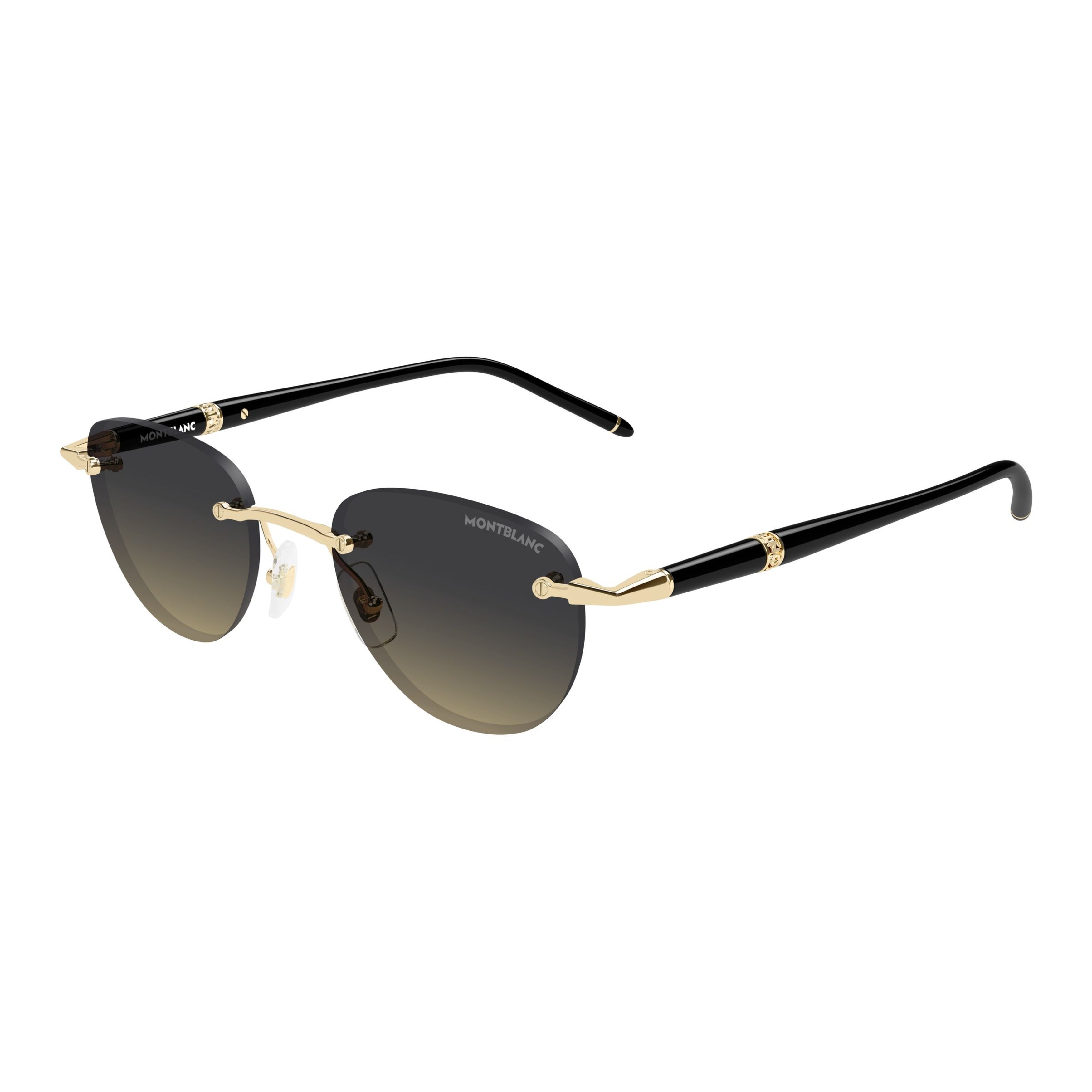 Mb0412s Rimless Gradient Lens Sunglasses with Gold Accents