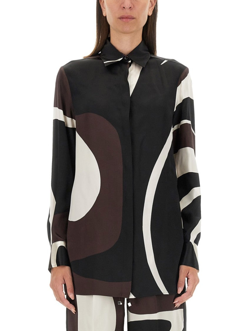 Abstract Pattern Silk Shirt