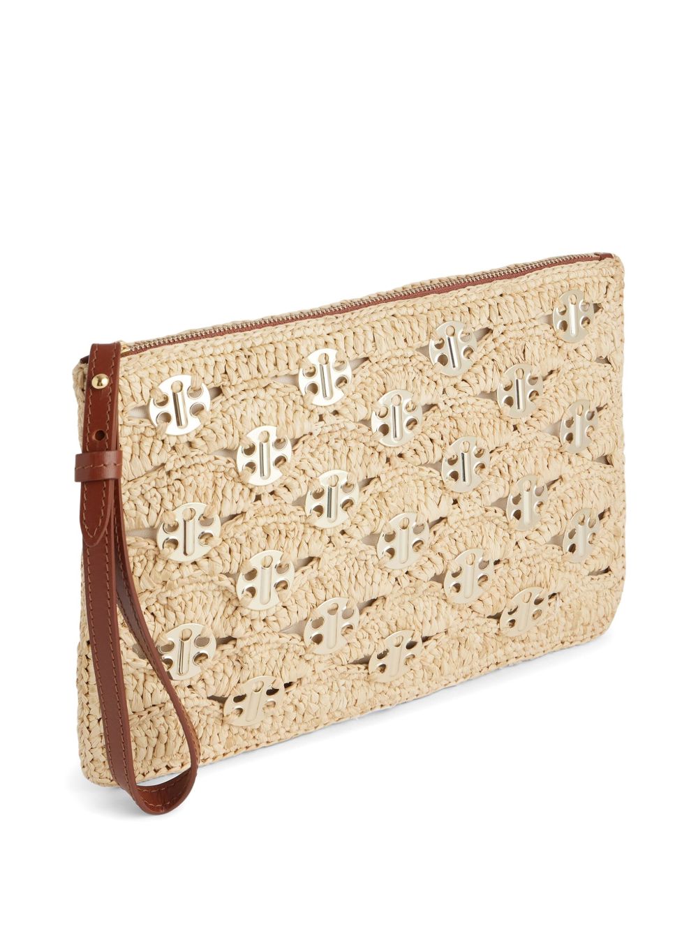 Beige Leather Clutch with Cotton Lining