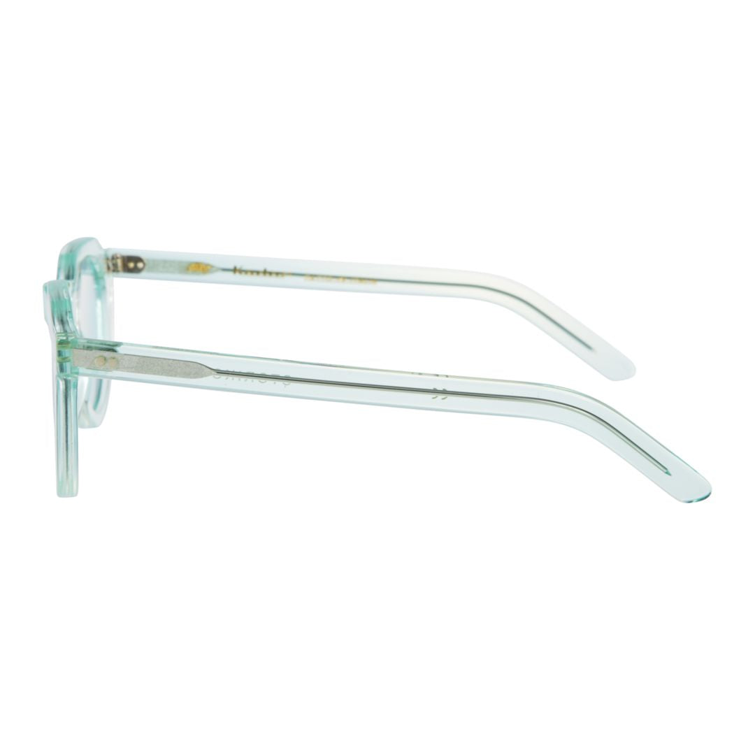 Storiko Translucent Light Green Rounded Sunglasses with Thick Temples
