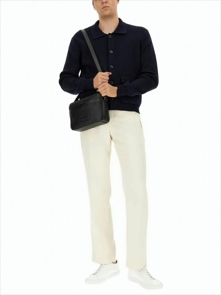 Deep Navy Knit Cardigan with Ribbed Cuffs
